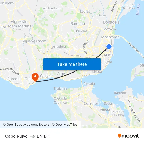 Cabo Ruivo to ENIDH map