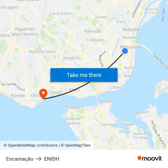 Encarnação to ENIDH map