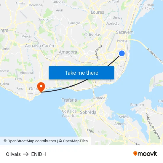 Olivais to ENIDH map