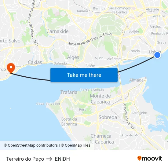 Terreiro do Paço to ENIDH map