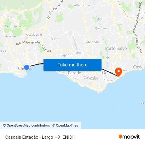 Cascais Estação - Largo to ENIDH map