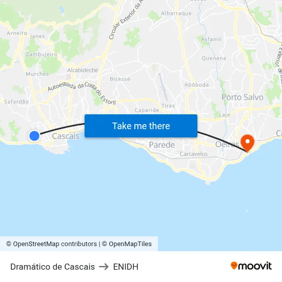 Dramático de Cascais to ENIDH map