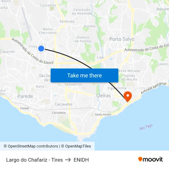Largo do Chafariz - Tires to ENIDH map
