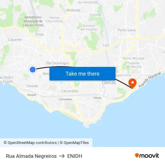 Rua Almada Negreiros to ENIDH map