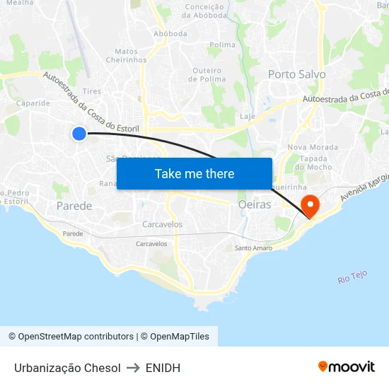 Urbanização Chesol to ENIDH map