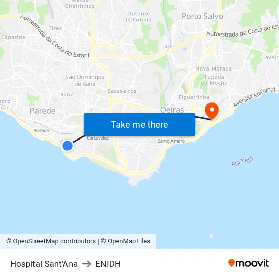 Hospital Sant'Ana to ENIDH map