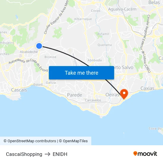 CascaiShopping to ENIDH map