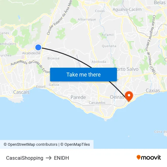 CascaiShopping to ENIDH map