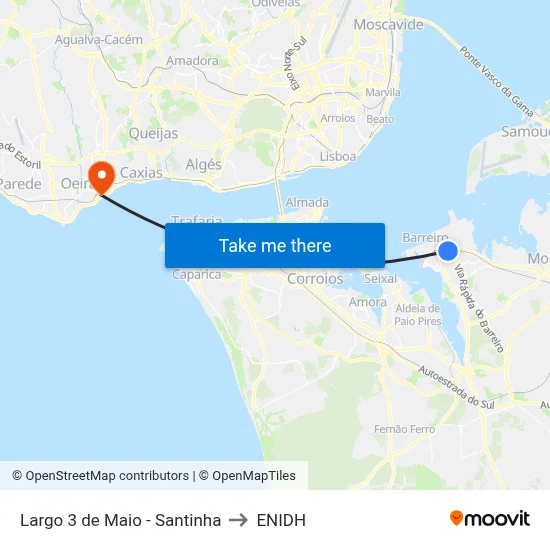 Largo 3 de Maio - Santinha to ENIDH map