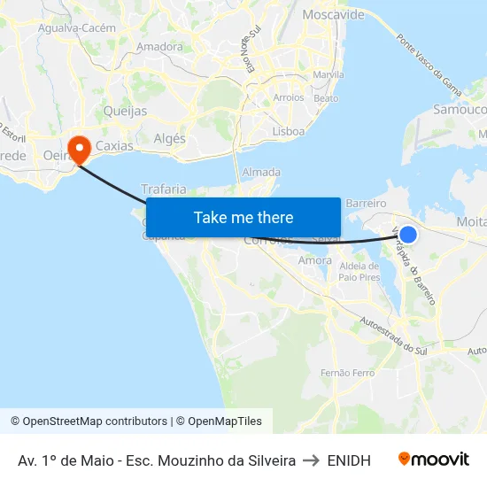 Av. 1º de Maio - Esc. Mouzinho da Silveira to ENIDH map