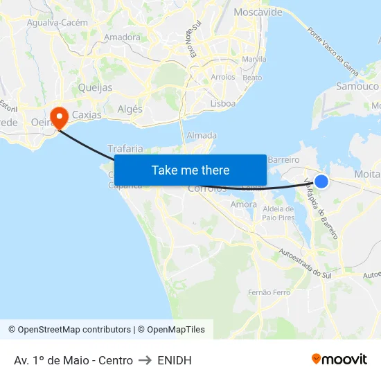 Av. 1º de Maio - Centro to ENIDH map