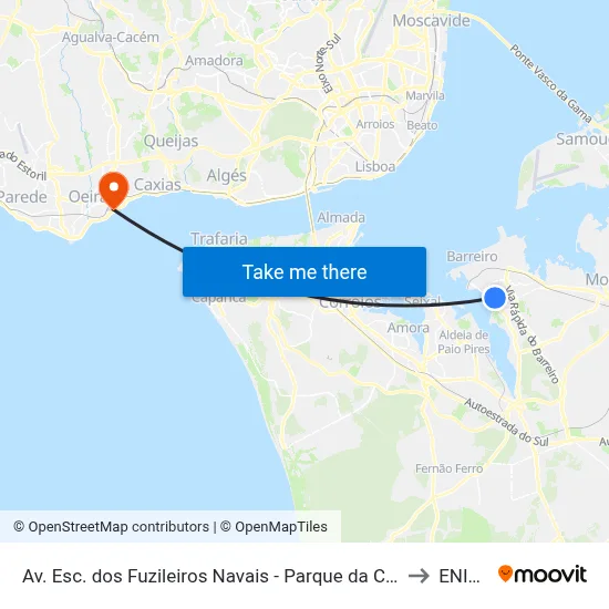 Av. Esc. dos Fuzileiros Navais - Parque da Cidade to ENIDH map