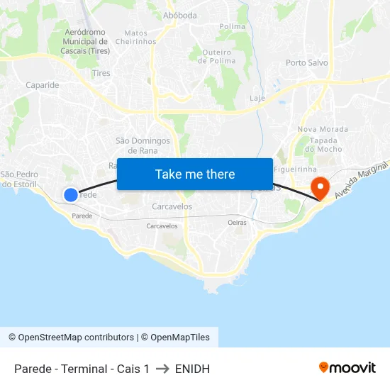 Parede - Terminal - Cais 1 to ENIDH map