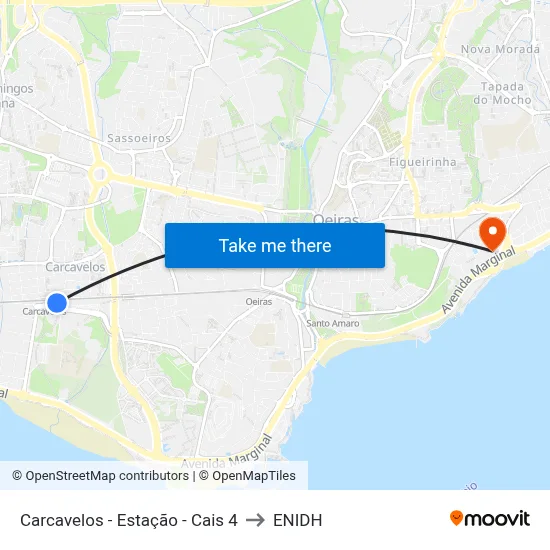 Carcavelos - Estação - Cais 4 to ENIDH map