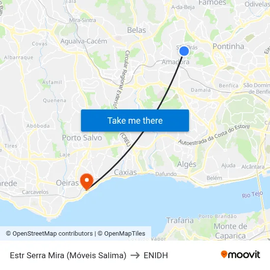 Estr Serra Mira (Móveis Salima) to ENIDH map