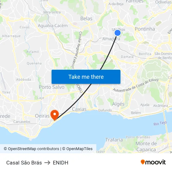 Casal São Brás to ENIDH map