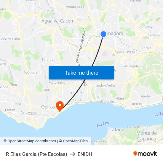 R Elias Garcia (Fte Escolas) to ENIDH map