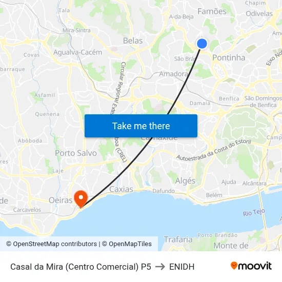 Casal da Mira (Centro Comercial) P5 to ENIDH map