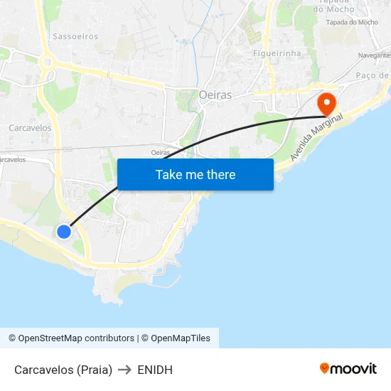 Carcavelos (Praia) to ENIDH map