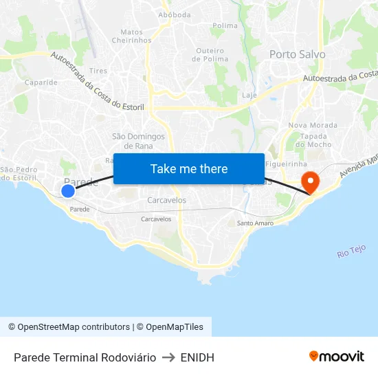 Parede Terminal Rodoviário to ENIDH map