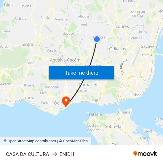 CASA DA CULTURA to ENIDH map