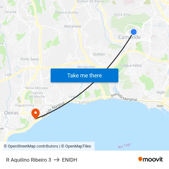 R Aquilino Ribeiro 3 to ENIDH map