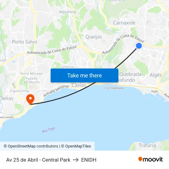 Av 25 de Abril - Central Park to ENIDH map
