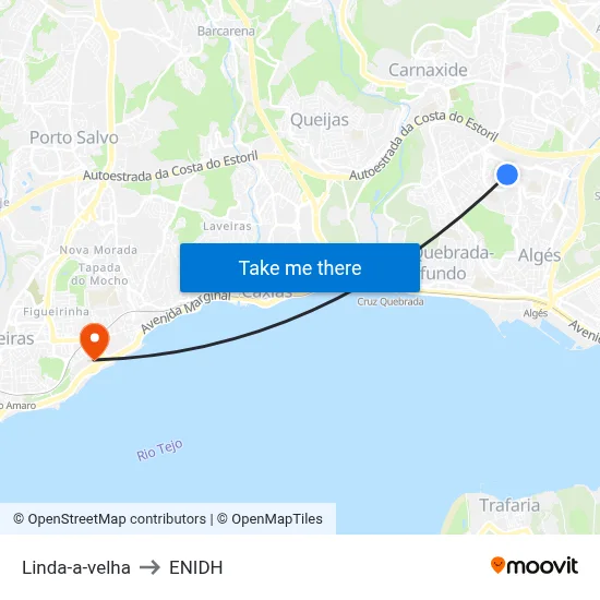 Linda-a-velha to ENIDH map