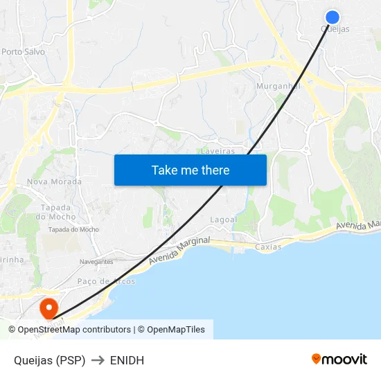 Queijas (PSP) to ENIDH map