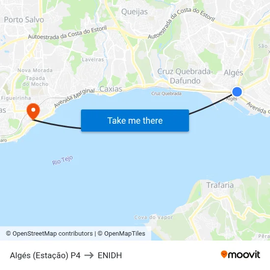 Algés (Estação) P4 to ENIDH map