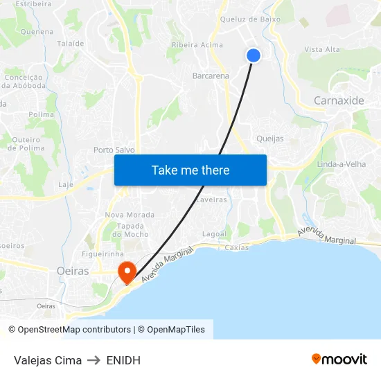 Valejas Cima to ENIDH map