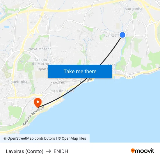 Laveiras (Coreto) to ENIDH map