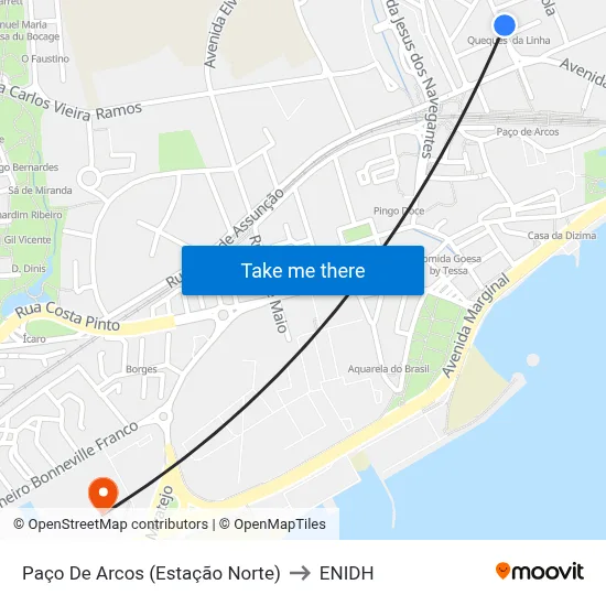 Paço De Arcos (Estação Norte) to ENIDH map