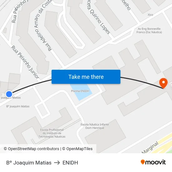 Bº Joaquim Matias to ENIDH map
