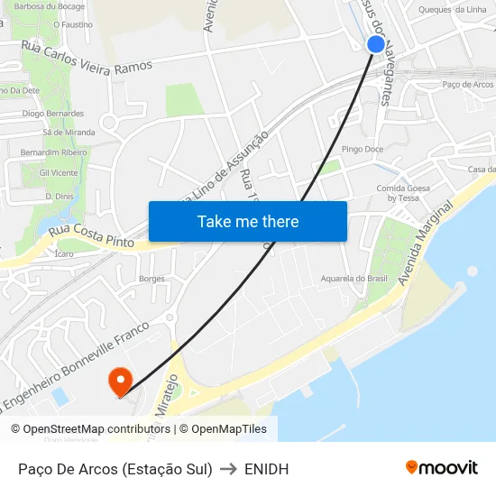 Paço De Arcos (Estação Sul) to ENIDH map