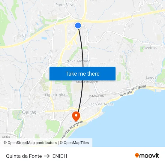 Quinta da Fonte to ENIDH map