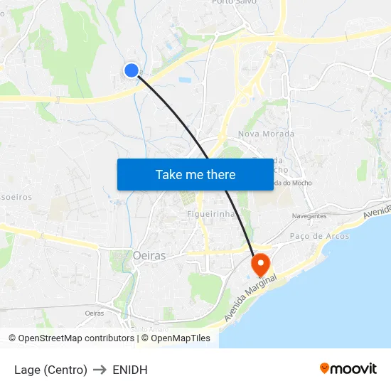 Lage (Centro) to ENIDH map