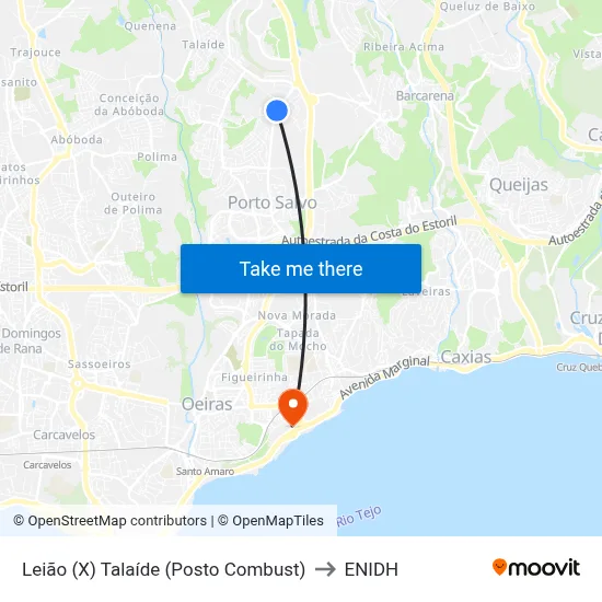 Leião (X) Talaíde (Posto Combust) to ENIDH map