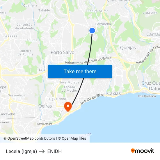Leceia (Igreja) to ENIDH map