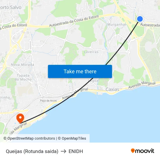 Queijas (Rotunda saida) to ENIDH map