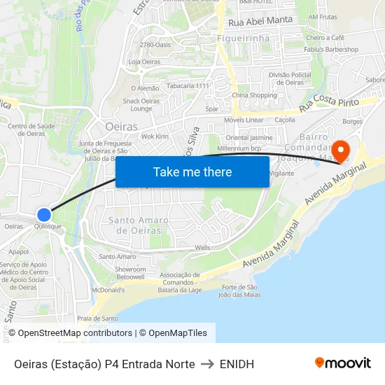 Oeiras (Estação) P4 Entrada Norte to ENIDH map
