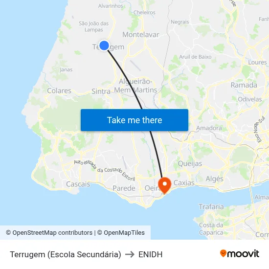 Terrugem (Escola Secundária) to ENIDH map