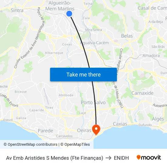 Av Emb Aristídes S Mendes (Fte Finanças) to ENIDH map