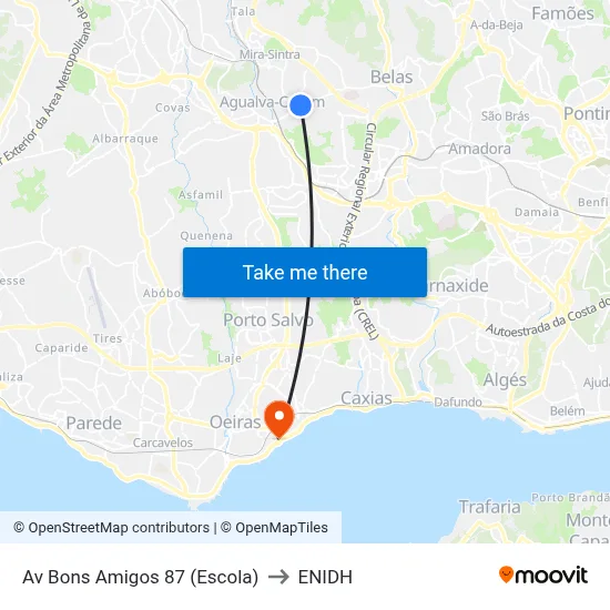 Av Bons Amigos 87 (Escola) to ENIDH map
