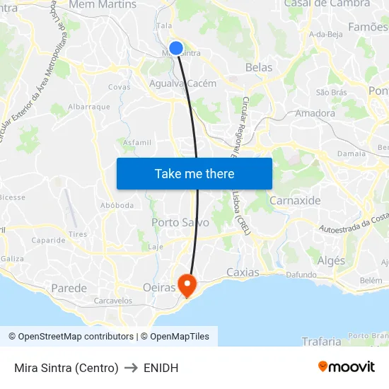 Mira Sintra (Centro) to ENIDH map