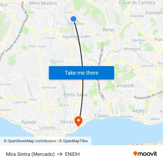 Mira Sintra (Mercado) to ENIDH map