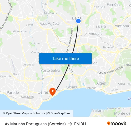 Av Marinha Portuguesa (Correios) to ENIDH map