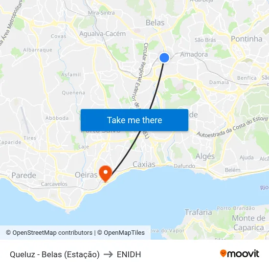 Queluz - Belas (Estação) to ENIDH map