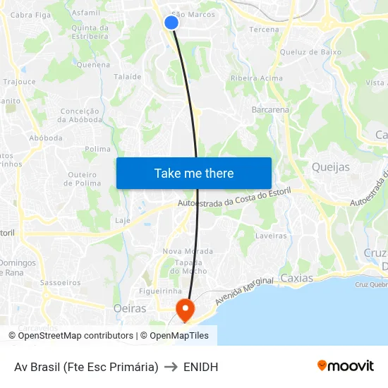 Av Brasil (Fte Esc Primária) to ENIDH map