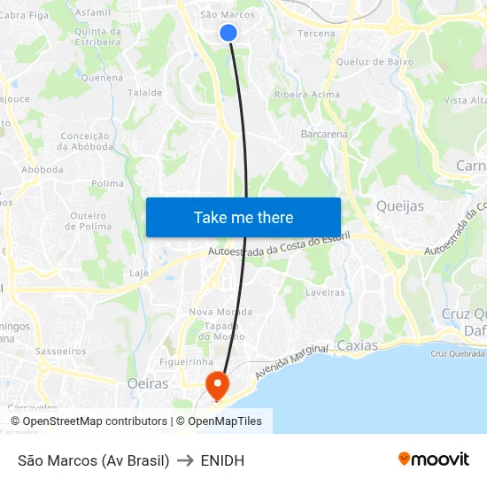 São Marcos (Av Brasil) to ENIDH map